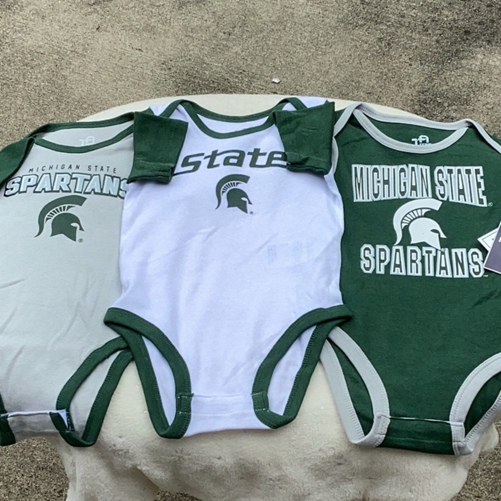 NWT Team Athletics 3 Pack Michigan State Onsies